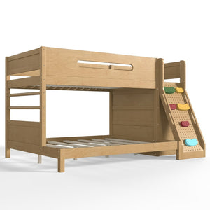 English Elm Twin/twin Xl Over Full Solid Pine Bunk Bed with Wardrobe Storage and Climbing Ladder Natural W5305S00137