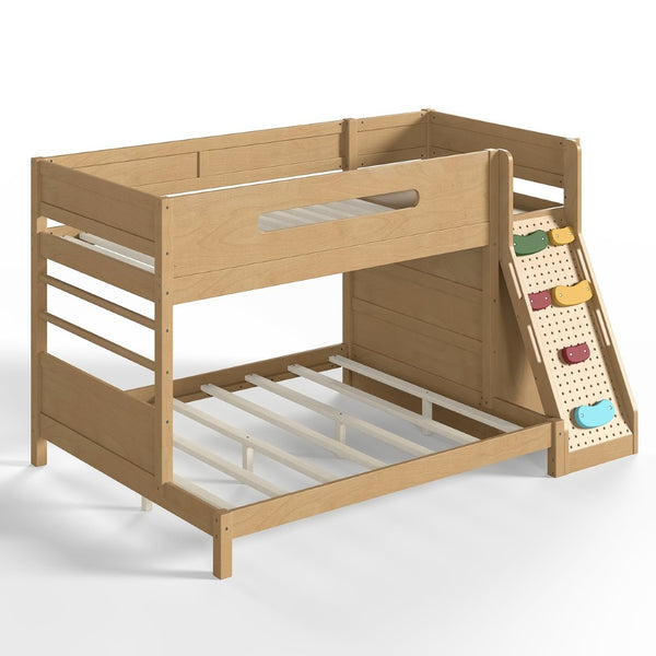English Elm Twin/twin Xl Over Full Solid Pine Bunk Bed with Wardrobe Storage and Climbing Ladder Natural W5305S00137