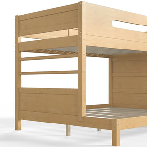 English Elm Twin/twin Xl Over Full Solid Pine Bunk Bed with Wardrobe Storage and Climbing Ladder Natural W5305S00137