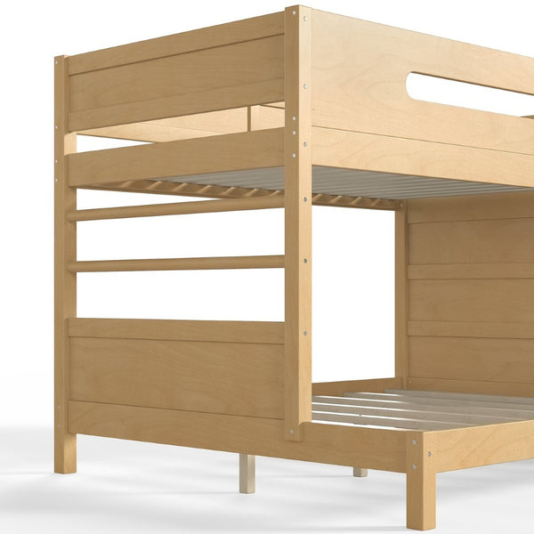 English Elm Twin/twin Xl Over Full Solid Pine Bunk Bed with Wardrobe Storage and Climbing Ladder Natural W5305S00137