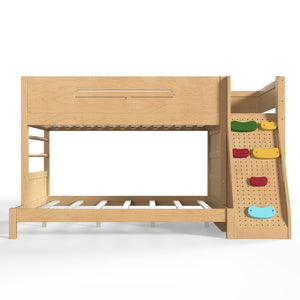 English Elm Twin/twin Xl Over Full Solid Pine Bunk Bed with Wardrobe Storage and Climbing Ladder Natural W5305S00137