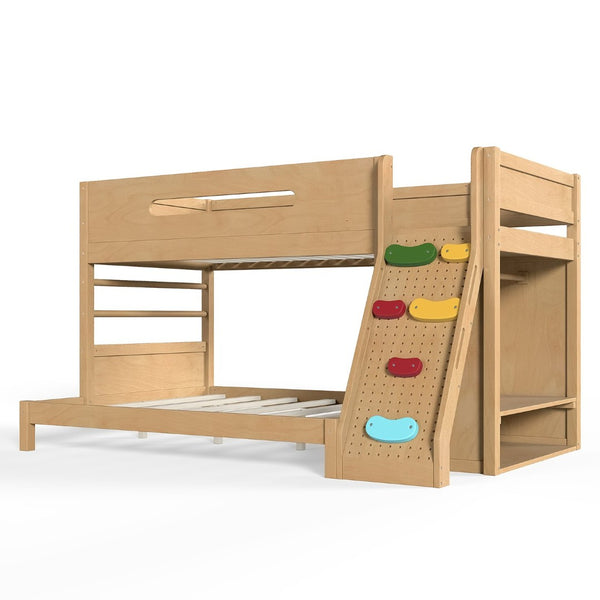 English Elm Twin/twin Xl Over Full Solid Pine Bunk Bed with Wardrobe Storage and Climbing Ladder Natural W5305S00137
