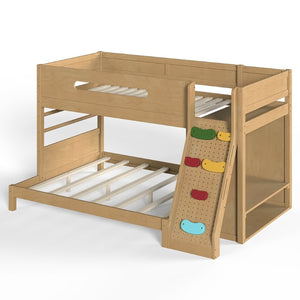 English Elm Twin/twin Xl Over Full Solid Pine Bunk Bed with Wardrobe Storage and Climbing Ladder Natural W5305S00137