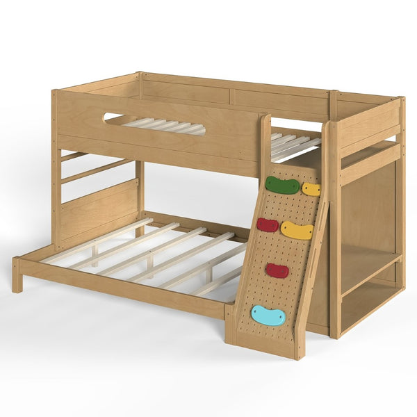 English Elm Twin/twin Xl Over Full Solid Pine Bunk Bed with Wardrobe Storage and Climbing Ladder Natural W5305S00137