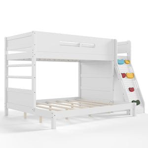 English Elm Twin Xl Over Queen Bunk Bed Pine Wood Frame Rock Climbing Ladder Wardrobe Storage White W5305S00138