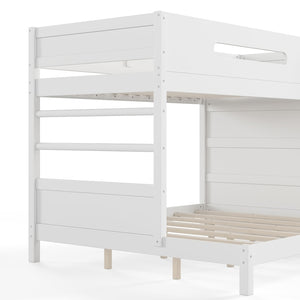 English Elm Twin Xl Over Queen Bunk Bed Pine Wood Frame Rock Climbing Ladder Wardrobe Storage White W5305S00138