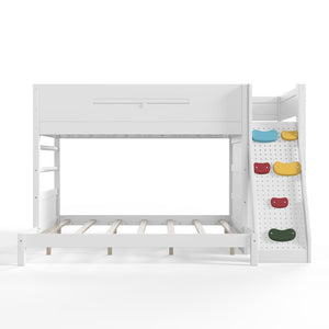 English Elm Twin Xl Over Queen Bunk Bed Pine Wood Frame Rock Climbing Ladder Wardrobe Storage White W5305S00138