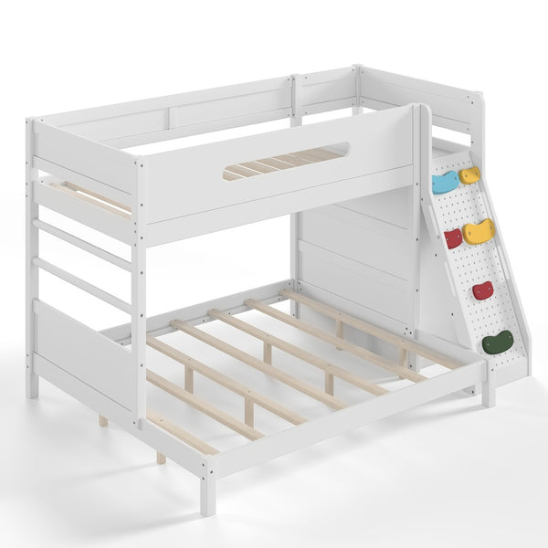 English Elm Twin Xl Over Queen Bunk Bed Pine Wood Frame Rock Climbing Ladder Wardrobe Storage White W5305S00138