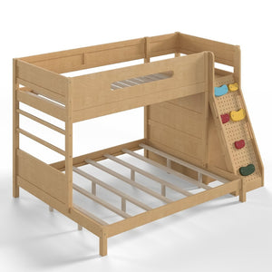 English Elm Twin Xl Over Queen Bunk Bed Pine Wood Frame Rock Climbing Ladder Wardrobe Storage Natural W5305S00140