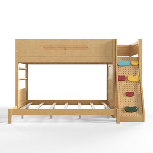 English Elm Twin Xl Over Queen Bunk Bed Pine Wood Frame Rock Climbing Ladder Wardrobe Storage Natural W5305S00140