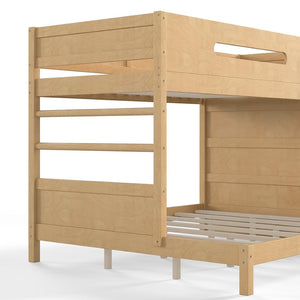 English Elm Twin Xl Over Queen Bunk Bed Pine Wood Frame Rock Climbing Ladder Wardrobe Storage Natural W5305S00140