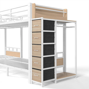 English Elm Quad Twin Bunk Bed with Wardrobe Drawers and Shelves for Shared Kids Rooms W5305S00144