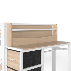 English Elm Quad Twin Bunk Bed with Wardrobe Drawers and Shelves for Shared Kids Rooms W5305S00144