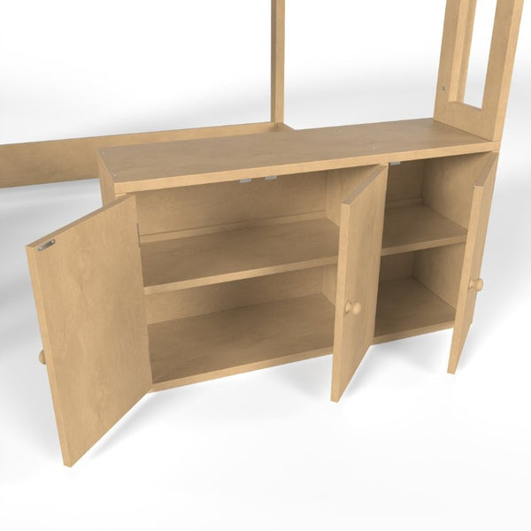 English Elm Full Pine Playhouse Loft Bed with Shop Counter Storage Stairs and Convertible Sleep Zone W5305S00150