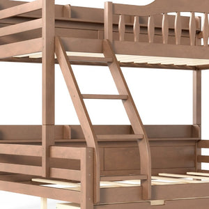 English Elm Twin Over Full Solid Pine Bunk Bed with Curved Guardrail Storage Drawers and Shelves Deep Natural W5305S00153