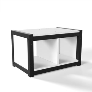 English Elm Twin Over Full Metal Playhouse Bunk Bed with Slide LED Strip and Privacy Curtain Black W5305S00164