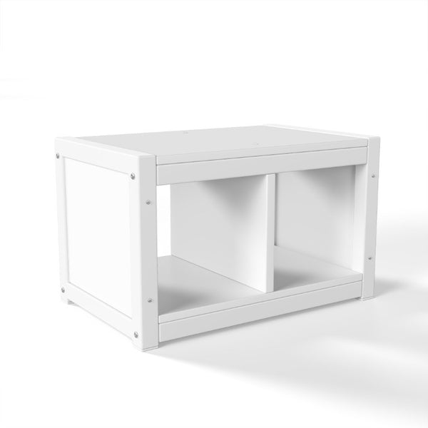 English Elm Full Over Playhouse Metal Bunk Bed with Slide LED Strip and Movable Storage Cabinet White W5305S00166