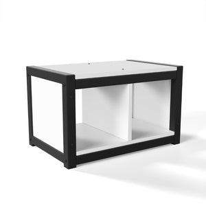 English Elm Full Over Playhouse Metal Bunk Bed with Slide LED Strip and Movable Storage Cabinet Black W5305S00167