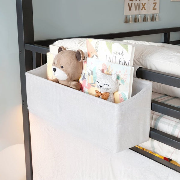 English Elm Twin Metal Playhouse Loft Bed with Slide LED Nook Clothes Rack and Storage for Kids W5305S00171