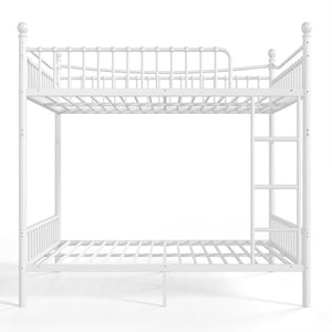 English Elm Full Over Bunk Bed Solid Round Tube Frame Arched Rails Vintage Kids Room White 83.07 L x 57.09 W x 74.72 H Metal W5305S00188