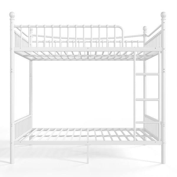 English Elm Full Over Bunk Bed Solid Round Tube Frame Arched Rails Vintage Kids Room White 83.07 L x 57.09 W x 74.72 H Metal W5305S00188