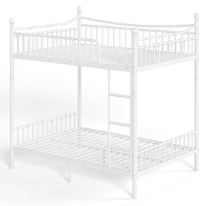 English Elm Full Over Bunk Bed Solid Round Tube Frame Arched Rails Vintage Kids Room White 83.07 L x 57.09 W x 74.72 H Metal W5305S00188