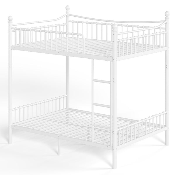 English Elm Full Over Bunk Bed Solid Round Tube Frame Arched Rails Vintage Kids Room White 83.07 L x 57.09 W x 74.72 H Metal W5305S00188