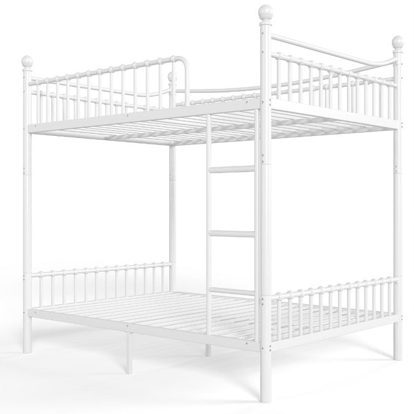 English Elm Full Over Bunk Bed Solid Round Tube Frame Arched Rails Vintage Kids Room White 83.07 L x 57.09 W x 74.72 H Metal W5305S00188