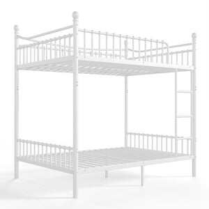 English Elm Full Over Bunk Bed Solid Round Tube Frame Arched Rails Vintage Kids Room White 83.07 L x 57.09 W x 74.72 H Metal W5305S00188