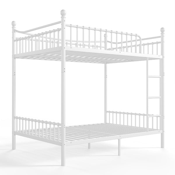 English Elm Full Over Bunk Bed Solid Round Tube Frame Arched Rails Vintage Kids Room White 83.07 L x 57.09 W x 74.72 H Metal W5305S00188