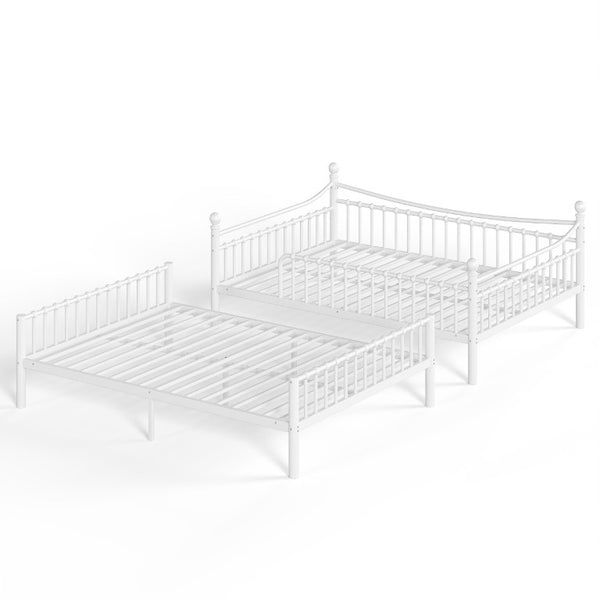 English Elm Full Over Bunk Bed Solid Round Tube Frame Arched Rails Vintage Kids Room White 83.07 L x 57.09 W x 74.72 H Metal W5305S00188