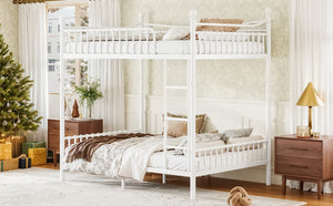 English Elm Full Over Bunk Bed Solid Round Tube Frame Arched Rails Vintage Kids Room White 83.07 L x 57.09 W x 74.72 H Metal W5305S00188