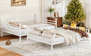 English Elm Full Over Bunk Bed Solid Round Tube Frame Arched Rails Vintage Kids Room White 83.07 L x 57.09 W x 74.72 H Metal W5305S00188