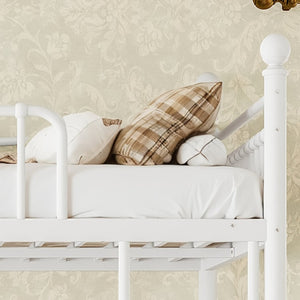 English Elm Full Over Bunk Bed Solid Round Tube Frame Arched Rails Vintage Kids Room White 83.07 L x 57.09 W x 74.72 H Metal W5305S00188