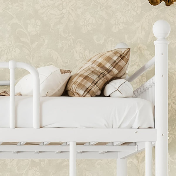 English Elm Full Over Bunk Bed Solid Round Tube Frame Arched Rails Vintage Kids Room White 83.07 L x 57.09 W x 74.72 H Metal W5305S00188