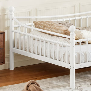 English Elm Full Over Bunk Bed Solid Round Tube Frame Arched Rails Vintage Kids Room White 83.07 L x 57.09 W x 74.72 H Metal W5305S00188