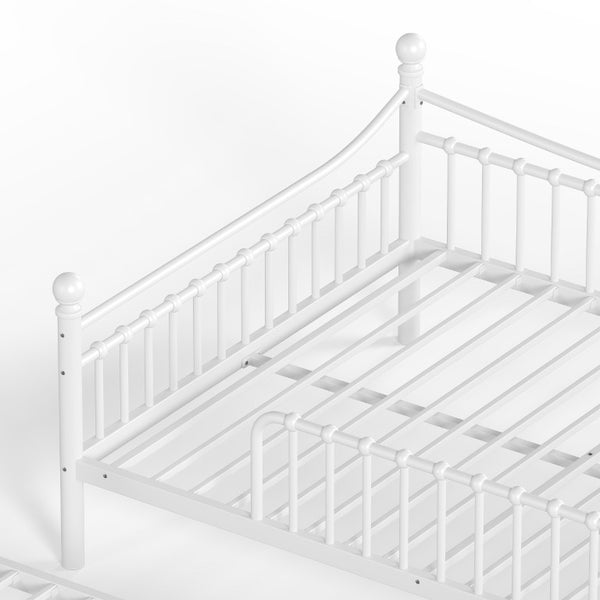 English Elm Full Over Bunk Bed Solid Round Tube Frame Arched Rails Vintage Kids Room White 83.07 L x 57.09 W x 74.72 H Metal W5305S00188