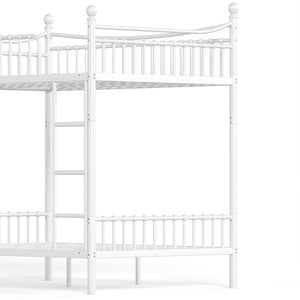 English Elm Full Over Bunk Bed Solid Round Tube Frame Arched Rails Vintage Kids Room White 83.07 L x 57.09 W x 74.72 H Metal W5305S00188
