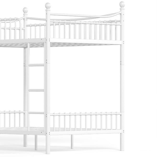 English Elm Full Over Bunk Bed Solid Round Tube Frame Arched Rails Vintage Kids Room White 83.07 L x 57.09 W x 74.72 H Metal W5305S00188