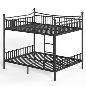 English Elm Full Over Bunk Bed Solid Round Tube Frame Arched Rails Vintage Kids Room Black 87.8 L x 63.39 W x 74.72 H Metal W5305S00189
