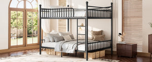English Elm Full Over Bunk Bed Solid Round Tube Frame Arched Rails Vintage Kids Room Black 87.8 L x 63.39 W x 74.72 H Metal W5305S00189