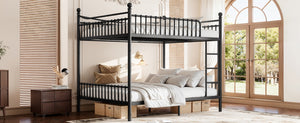 English Elm Full Over Bunk Bed Solid Round Tube Frame Arched Rails Vintage Kids Room Black 87.8 L x 63.39 W x 74.72 H Metal W5305S00189