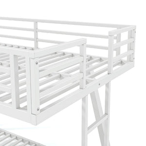 English Elm Twin XL Over XL Metal Bunk Bed Low Profile Dual Ladder LED White Frame W5305S00199
