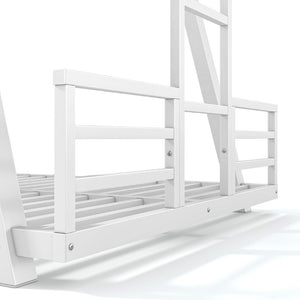 English Elm Twin XL Over XL Metal Bunk Bed Low Profile Dual Ladder LED White Frame W5305S00199