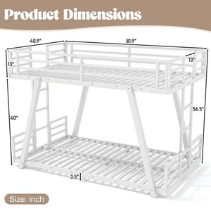 English Elm Twin XL Over XL Metal Bunk Bed Low Profile Dual Ladder LED White Frame W5305S00199