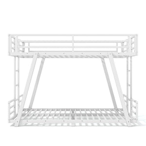 English Elm Twin XL Over XL Metal Bunk Bed Low Profile Dual Ladder LED White Frame W5305S00199