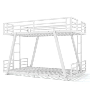 English Elm Twin XL Over XL Metal Bunk Bed Low Profile Dual Ladder LED White Frame W5305S00199