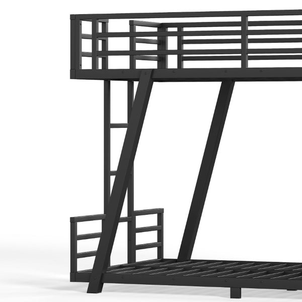 English Elm Twin Over Metal Bunk Bed with Dual Ladders LED Light and Reinforced Low Profile Frame W5305S00200