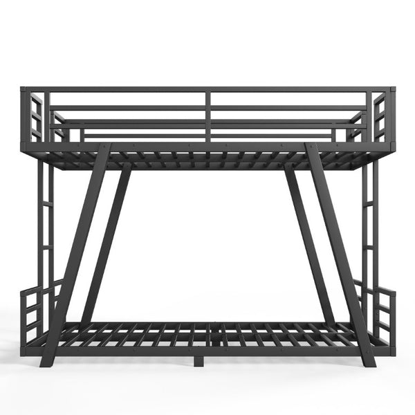 English Elm Twin Over Metal Bunk Bed with Dual Ladders LED Light and Reinforced Low Profile Frame W5305S00200