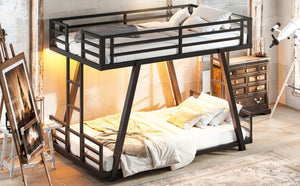 English Elm Twin Over Metal Bunk Bed with Dual Ladders LED Light and Reinforced Low Profile Frame W5305S00200